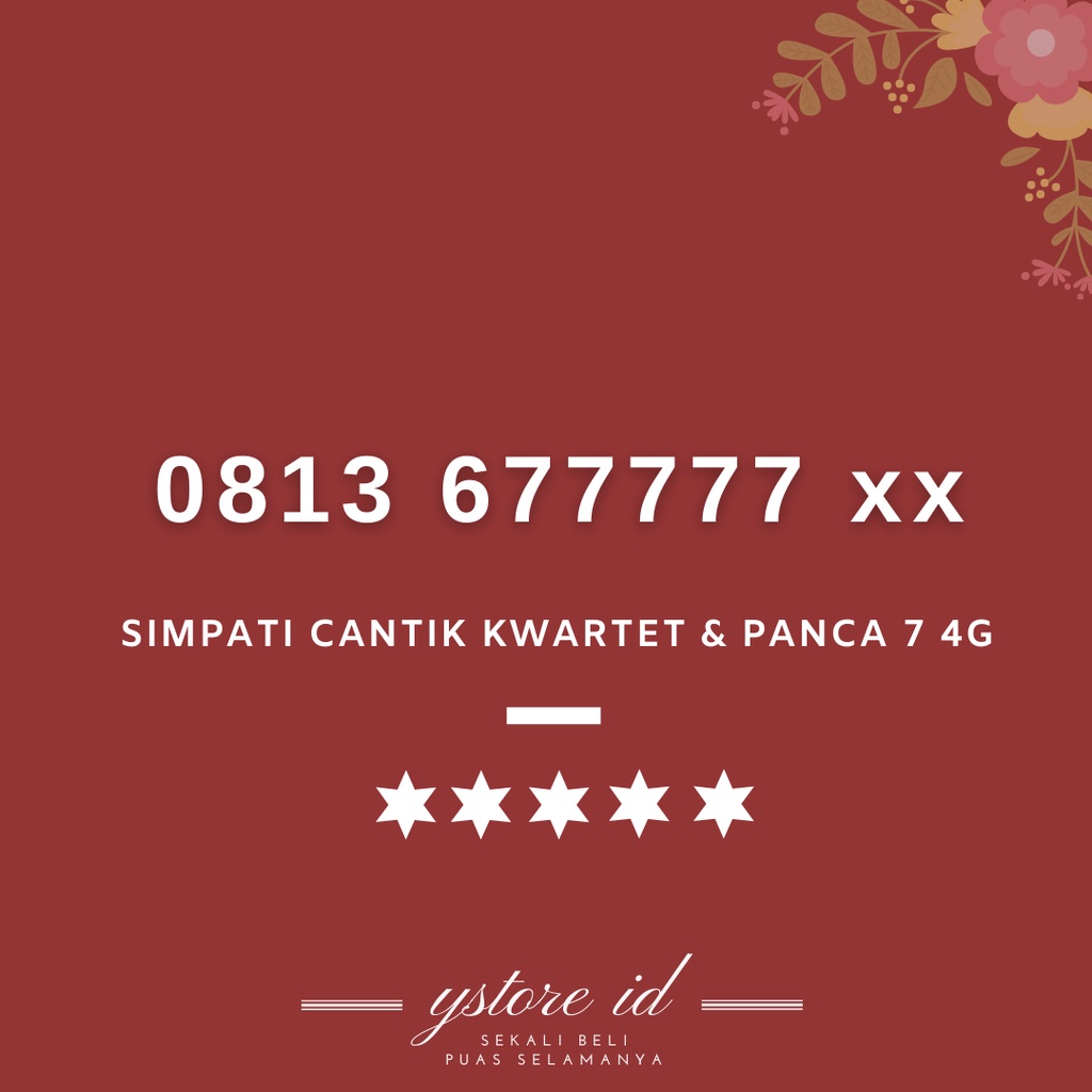 NOMOR CANTIK TELKOMSEL SIMPATI KWARTET DAN PANCA 7777 KARTU PERDANA SIMPATI 4G NOMER SERI 77777
