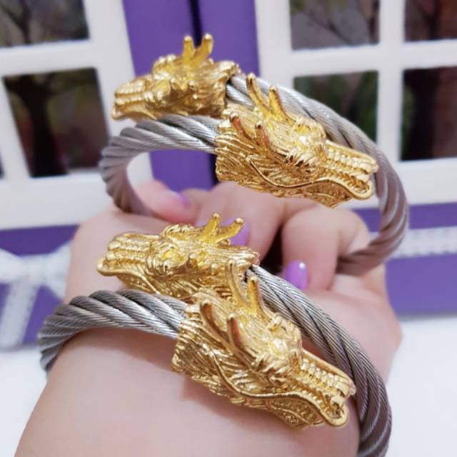 Gelang tangan naga titanium mewah