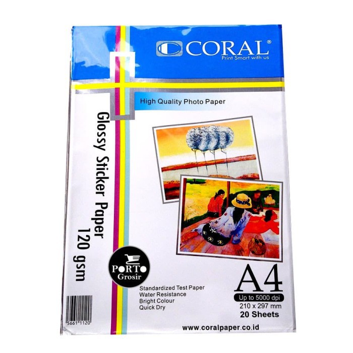 

Dijual Coral Glossy Sticker Paper 120 gsm / kertas stiker Berkualitas