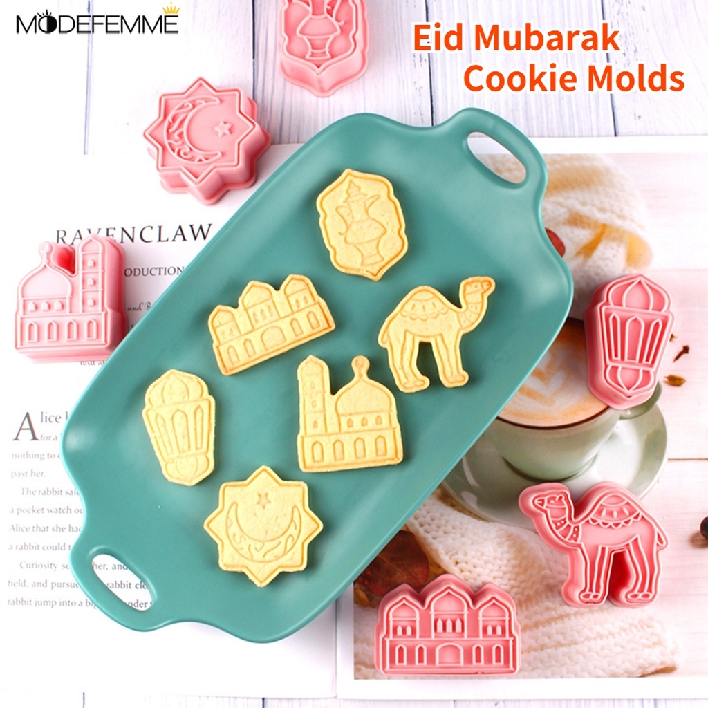 6 Pcs / Set Cetakan Kue Biskuit Cookies Desain Eid Mubarak Ramadhan Muslim Untuk Pesta Dapur