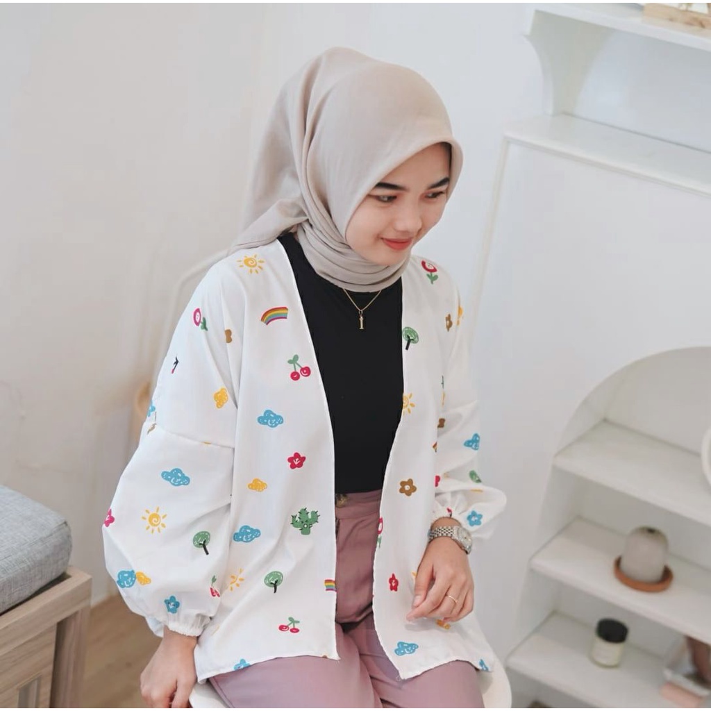 Tq88indonesia Fashion Baju Cardigan Wanita Terbaru / KIYOWO OUTER / Cardi Cewek Motif Bunga / Ootd / Outfit Kasual