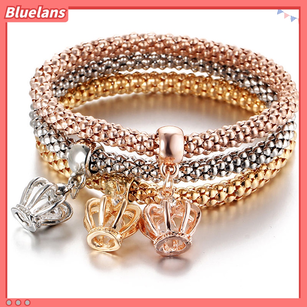 Bluelans 3Pcs Women Fashion Owl Tree Bracelets Rhinestone Pendant Bangle Jewelry Gift