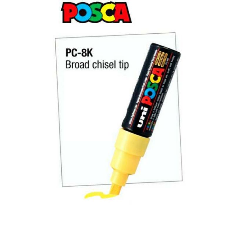 

(NEW) Uni POSCA Paint Marker PC-8K Broad Chissel Tip 8.0mm - YELLOW