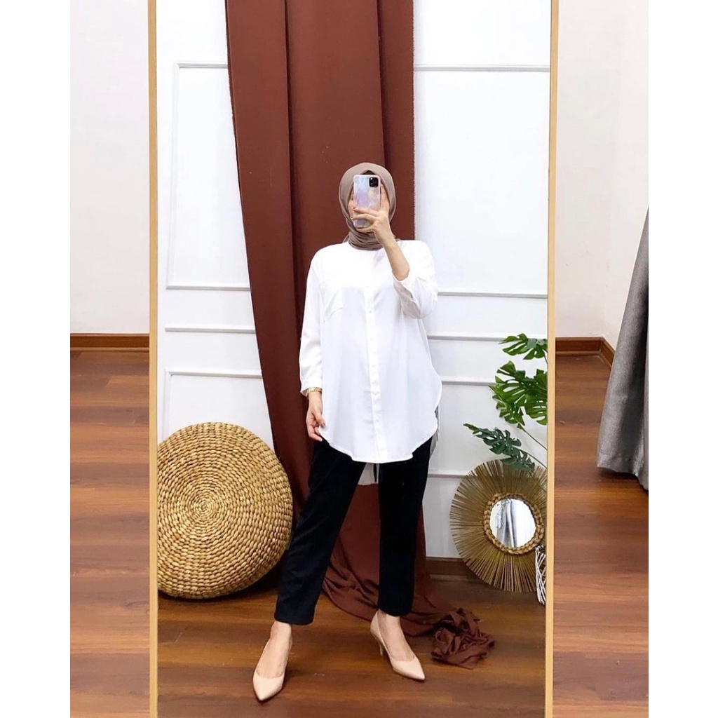 KEMEJA TUNIK POLOS TERKINI BAHAN SHAKILA FASHION BONTEGGA