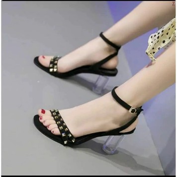 SANDAL HIGH HEELS WANITA IMPORT TRANSPARAN PITA KOREA MURAH Heels Kaca Wanita Premium Elisha SDH209
