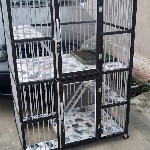 kandang kucing aluminium 2 tingkat