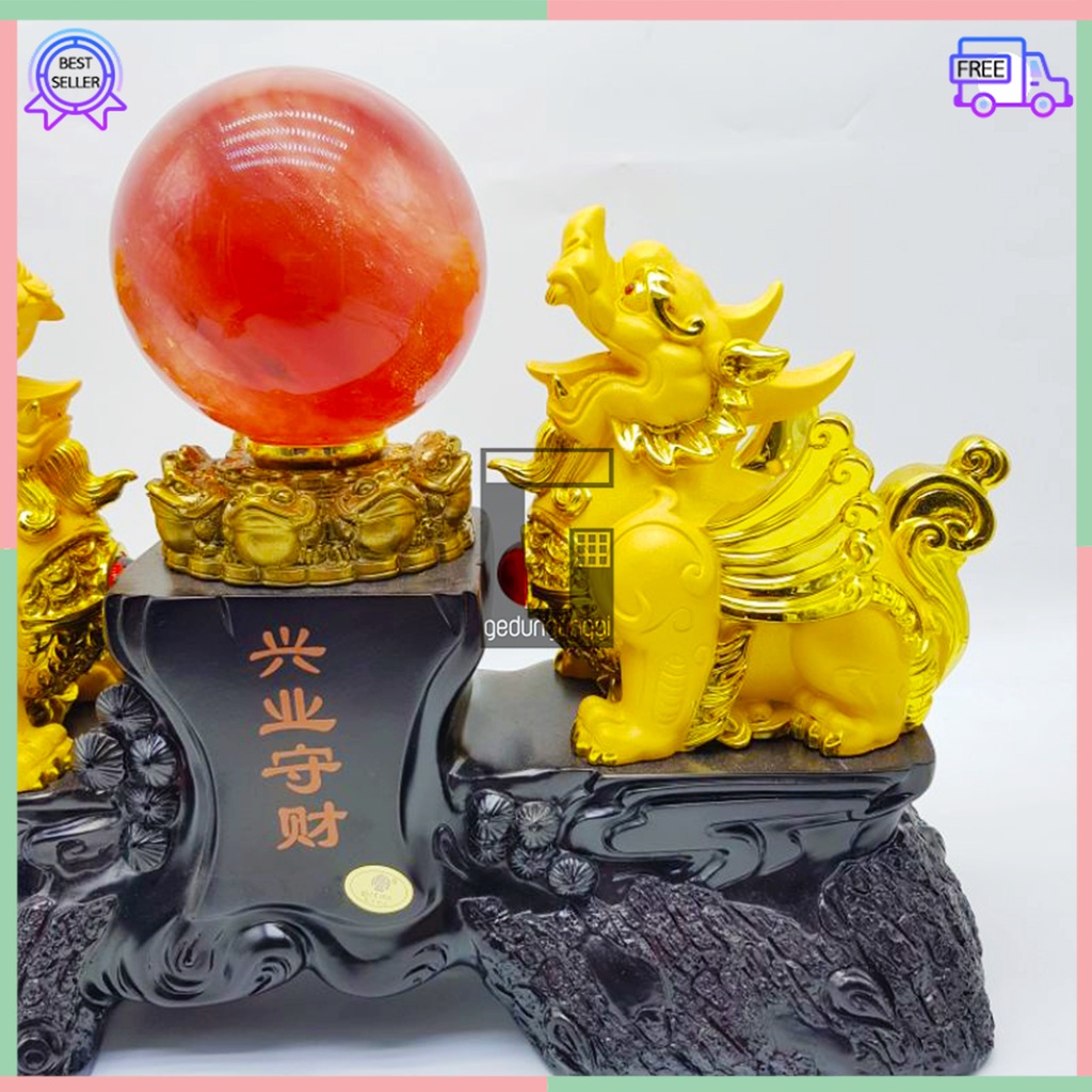 Pajangan Patung Hiasan Hadiah Kado Imlek Singa Lion Langit Sky Kembar Samsi Batu Chi Lin Cillin Chilin Cilin Kilin Hoki Hook Lucky Luck Fengshui Penjaga Rumah Pembawa Rejeki 1 Pasang Sepasang Set Ukuran Size Small Kecil Medium Sedang Besar Buddha Budha