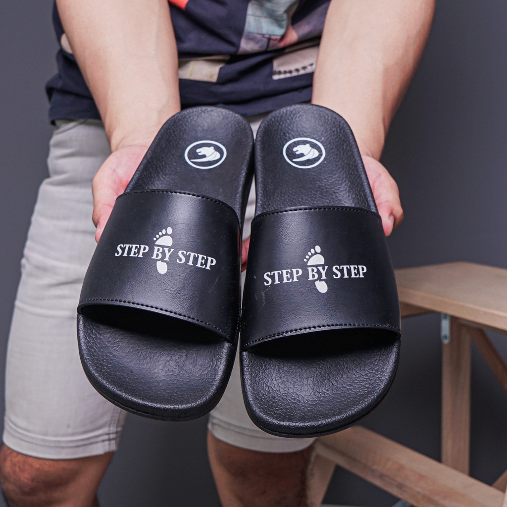 Patrol STEP Sandal Slop Pria Keren Sandal Slide Casual Cowok  Kekinian Bahan Kulit Terbaru