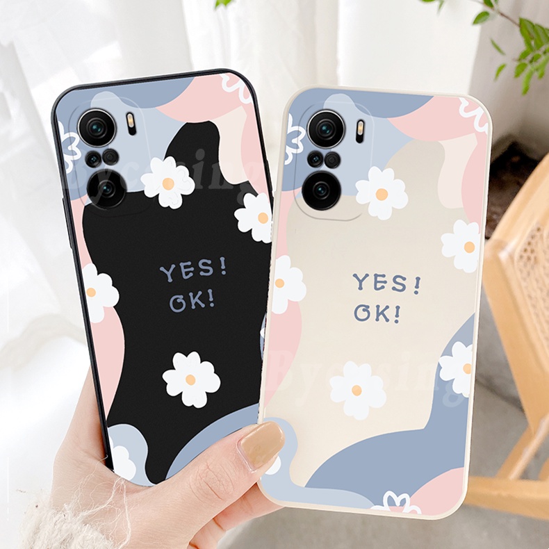 Soft Case for Xiaomi Redmi 10 Note10 Pro Redmi9T Note9 Note9S Note8 Poco M3 X3NFC Daisy Flower YES OK Keep Smiling Pattern Silicone Phone Cover