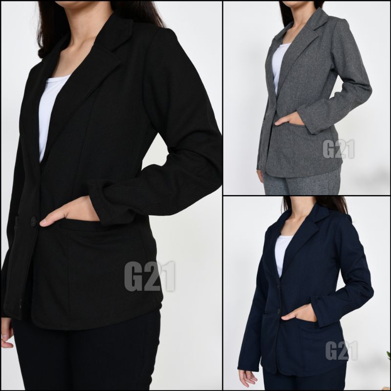 Blazer Hitam Formal Kerja Kantor Wanita 01