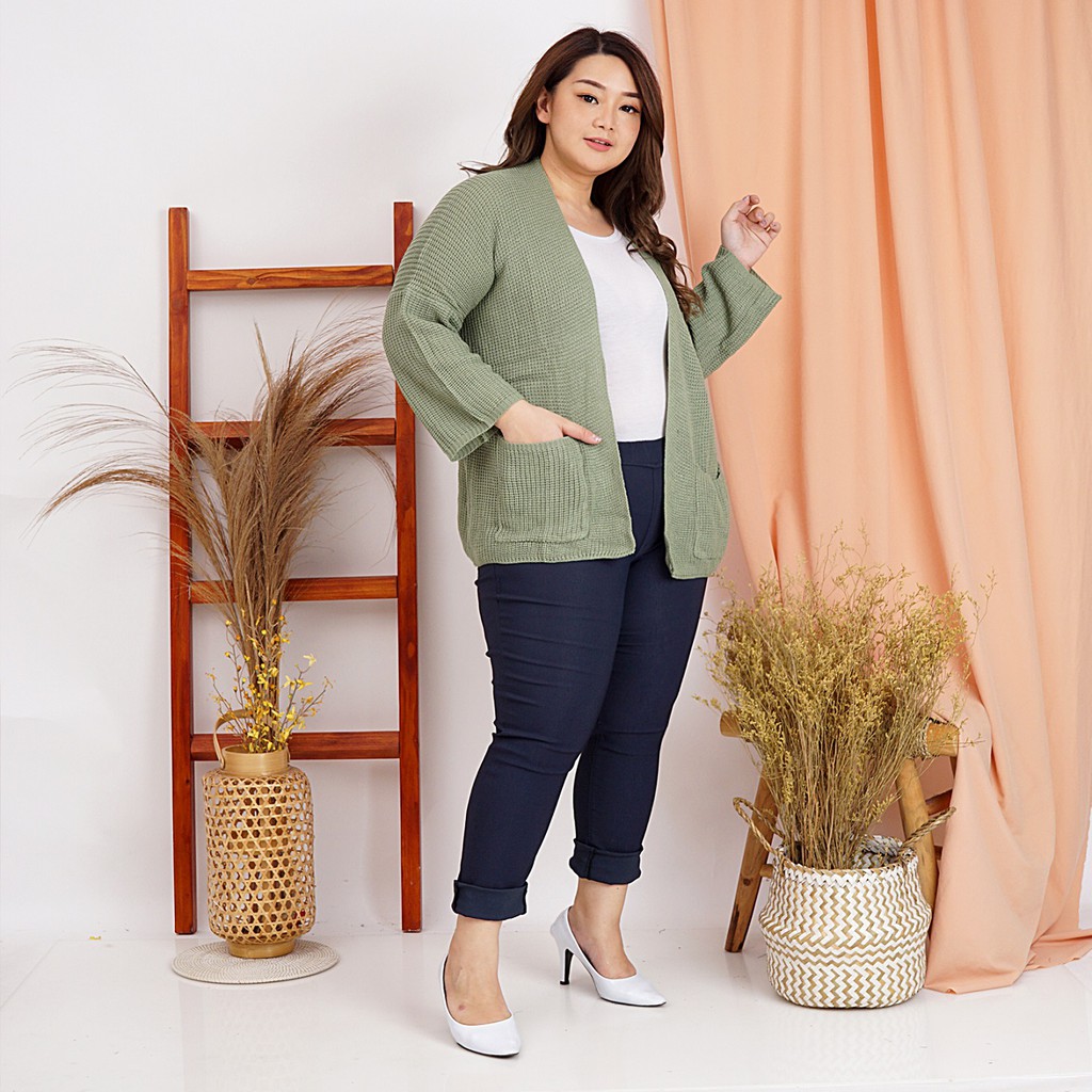 OKECHUKU Oversize Lavela Kardigan Wanita Jumbo Size Cardigan Rajut Big-1