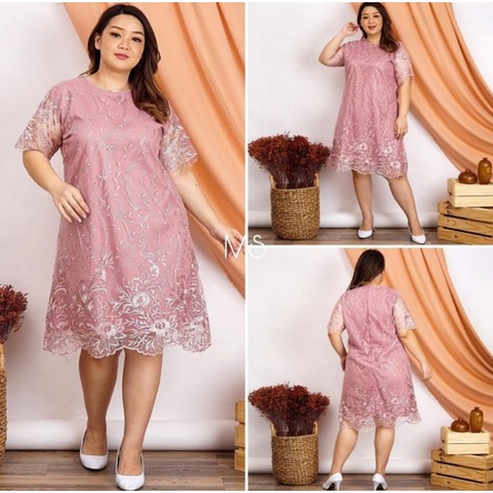 Gamis Brukat Jumbo Pesta Kondangan Mewah Trandy Terbaru 2021 Dress Chandara Natal Kekinian Ukuran Bi