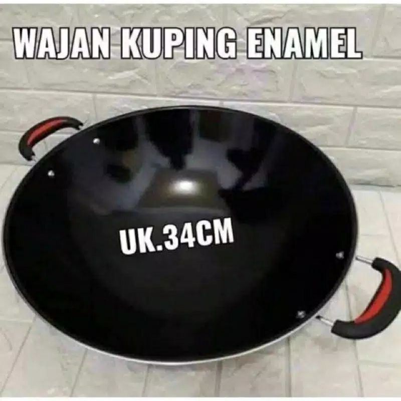 Wajan penggorengan kuali enamel anti gores lengket kuping 34cm kualitas tinggi