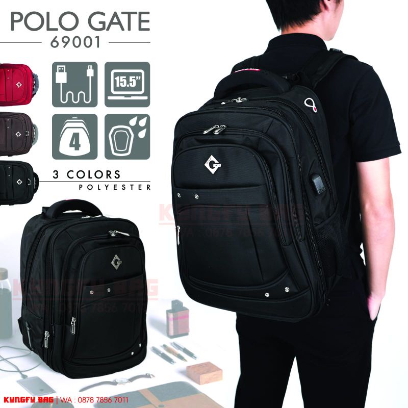 Best seller!! Tas ransel jumbo laptop backpack polo gate original, Bisa expand