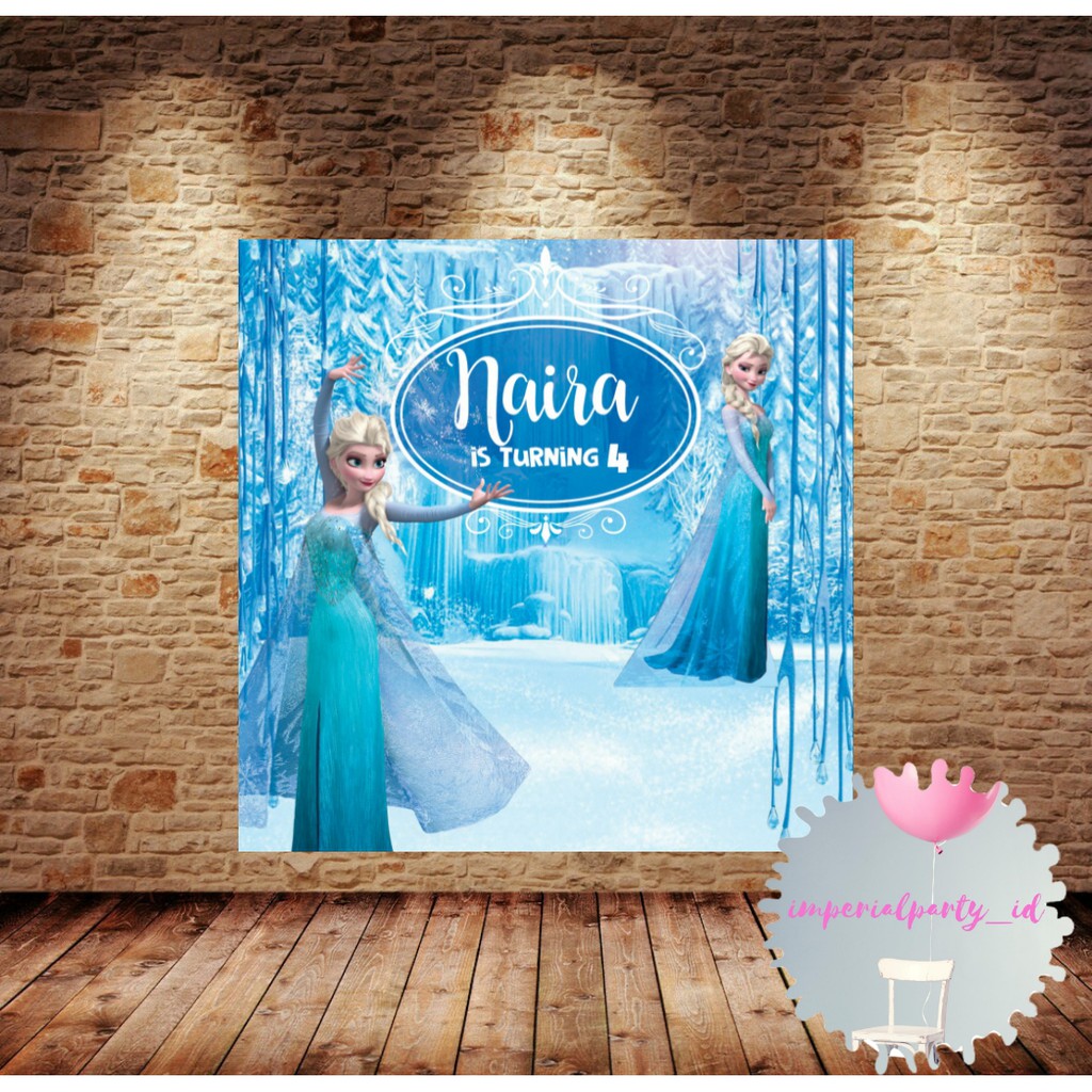 Jual Custom Backdrop Banner Spanduk Happy Birthday Frozen Elsa | Shopee ...