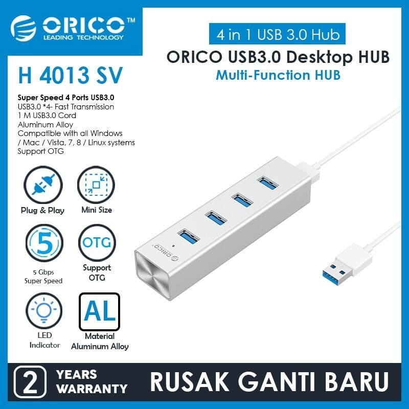 ORICO H4013-U3-SV Alumium 4 Ports USB3.0 HUB