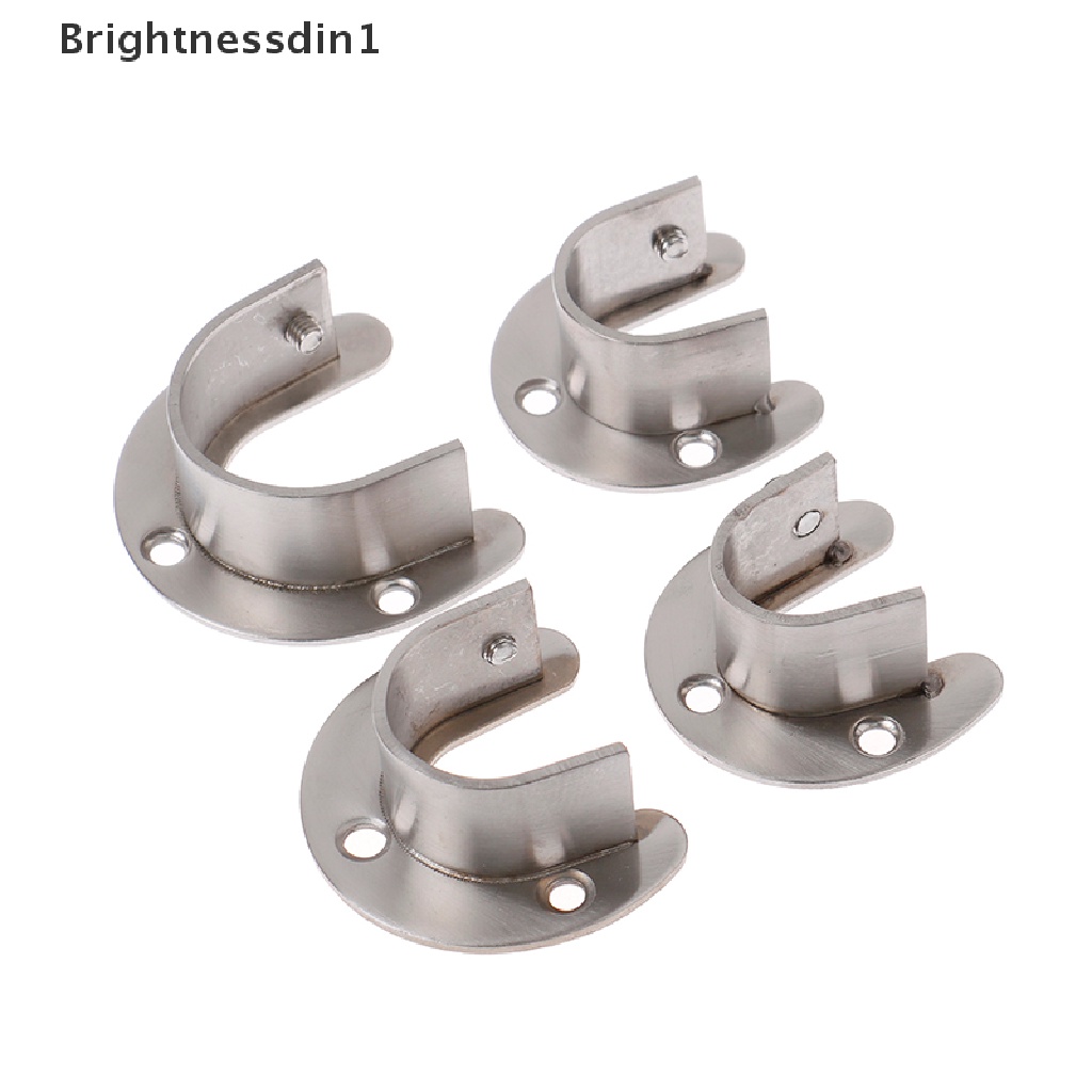 (Brightnessdin1) Holder / Dudukan Batang Flens 19 / 22 / 25 / 32mm Bahan Stainless Steel Untuk Lemari Pakaian