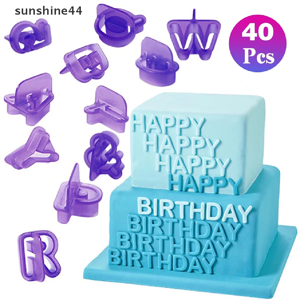 Sunshine 40PCs Cetakan Adonan Kue Fondant Desain Huruf Alfabet Angka Digital Untuk Baking