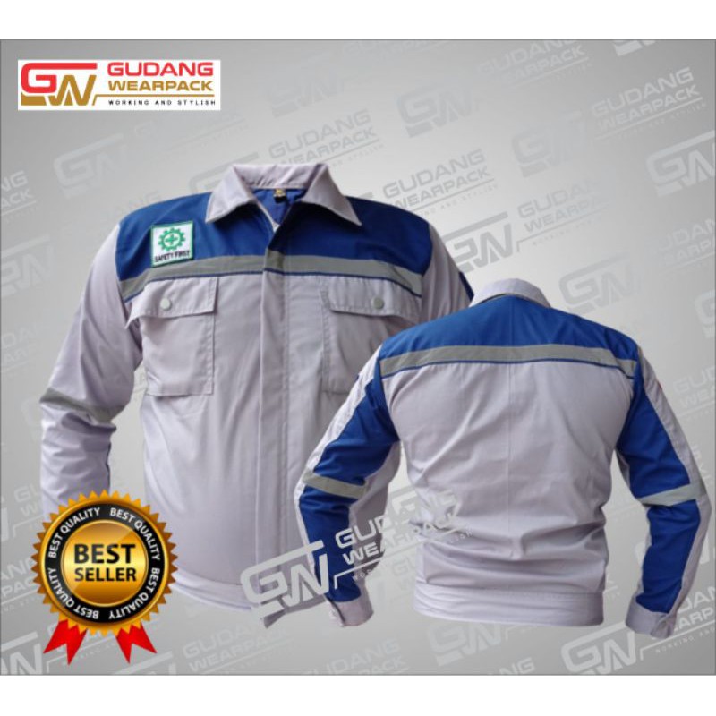 Gudang Wearpack - Baju Kerja Seragam Proyek Warna Abu Muda - Benhur