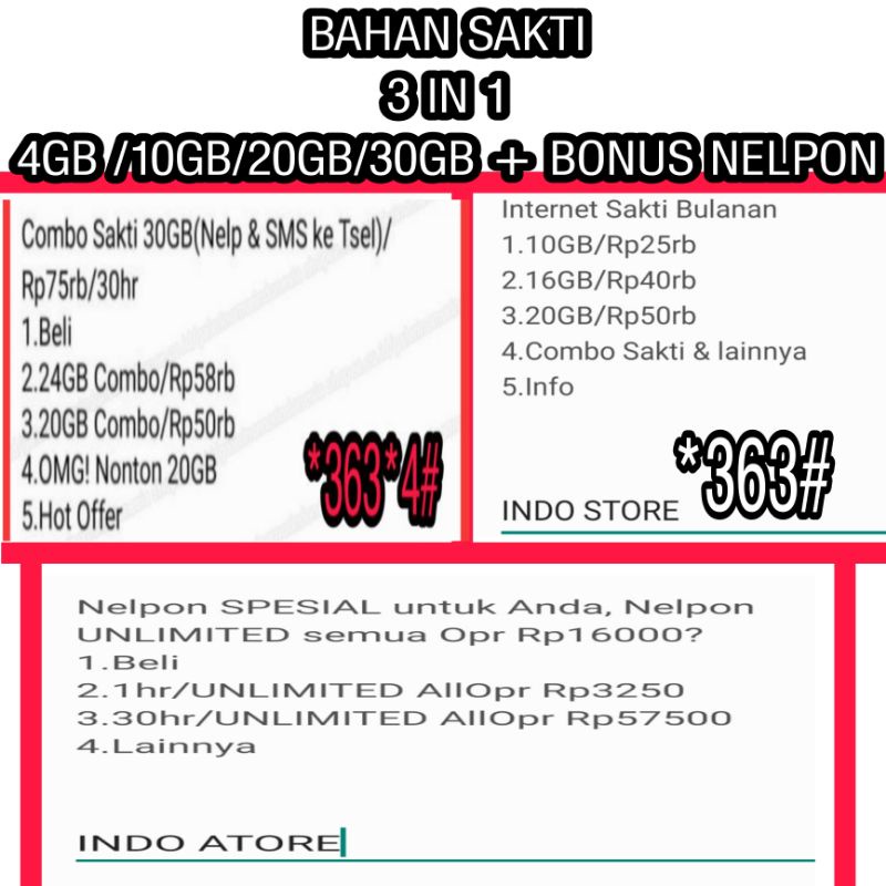 KARTU SAKTI BAHAN AS  SAKTI COMBO TELKOMSEL 30GB 75RIBU
