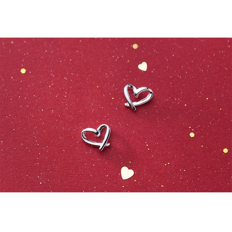 Anting Tusuk Sterling Silver 925 Desain Hati Kecil Untuk Wanita