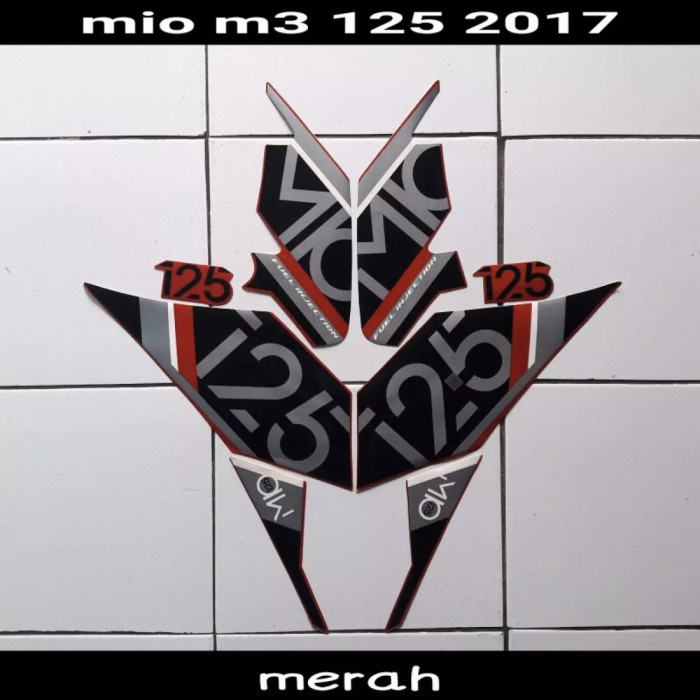 Stiker Striping List Body Full Set Motor Mio M3 125 2017 Merah TERMURAH