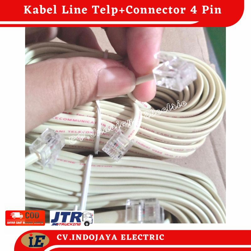 Kabel Line Telepon Dengan Connector 4 Pin Jek RJ 11 Siap Pakai