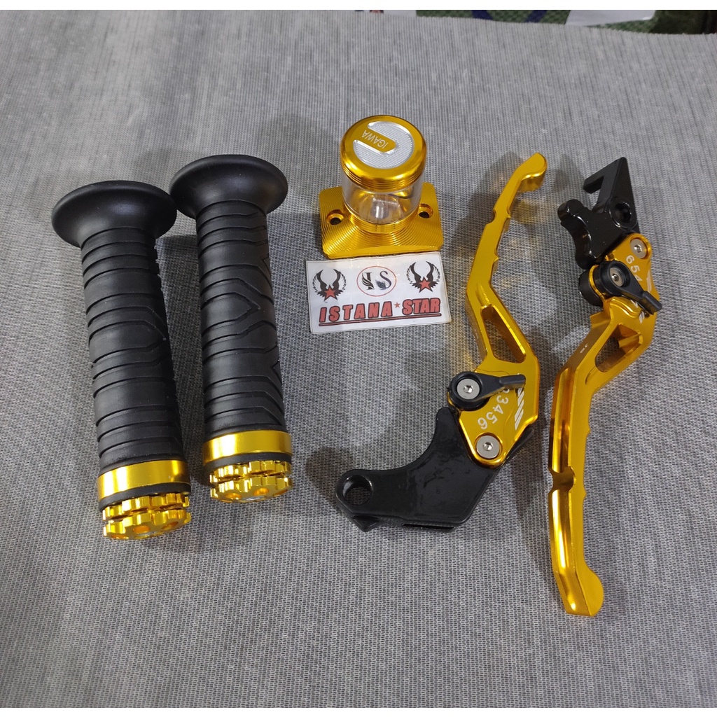 1 Paket handle stelan+tutup minyak+grip ring cnc untuk pemakaian motor Tiger, satria fu, sonic, cb, cbr, cb150 dan verza