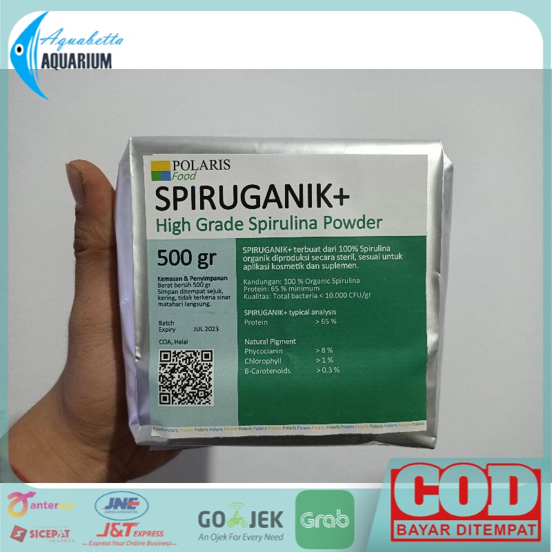 Spiruganik + Powder Organic 500 Gram Spirulina Powder Plus Food Grade