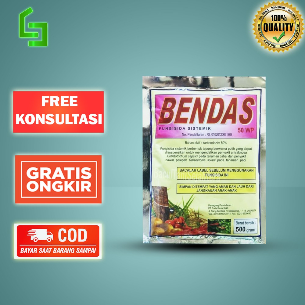 BENDAS 50 WP 100 GRAM FUNGISIDA penyakit antraknosa Colletotrichum capsici