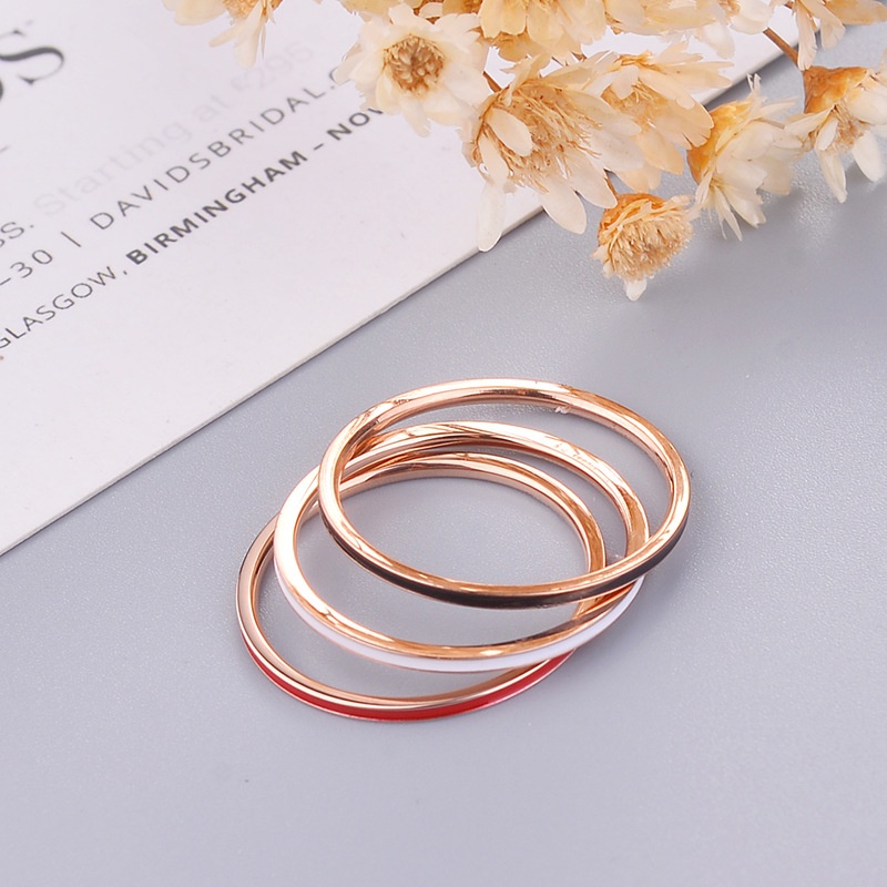 Tren wanita trendi titanium cincin baja wanita niche ultra-fine rose emas siswa kepribadian terjangk