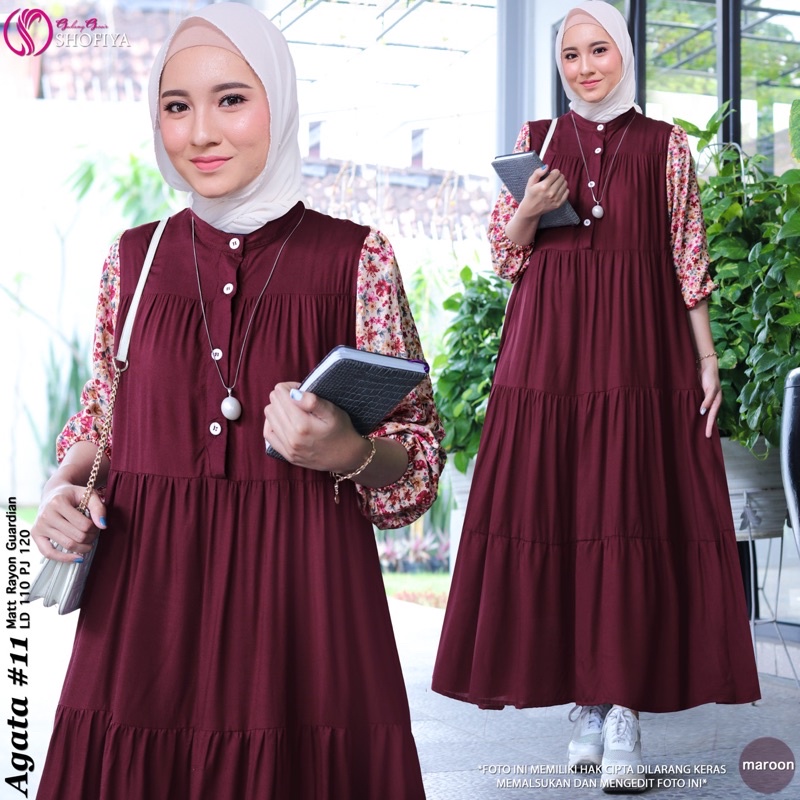 [VICAN] DASIMA #2 AGATA #11 #12 SERIES MIDI HOMEY DRESS GAMIS PAKAIAN WANITA FASHION BUSANA MUSLIM MODERN TERBARU SUPER BEST SELLER ORIGINAL GGS BY SHOFIYA-Agata 11 - Maroon