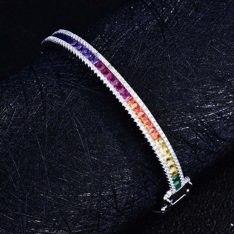 Light Luxury Color Double-Sided Inlaid High Carbon Diamond Zircon Buckle Bracelet