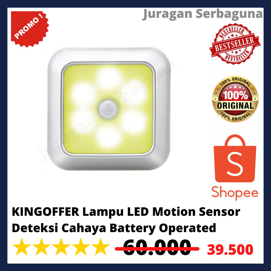 KINGOFFER Lampu LED Motion Sensor Deteksi Cahaya Battery Operated - GY10 - Warm White