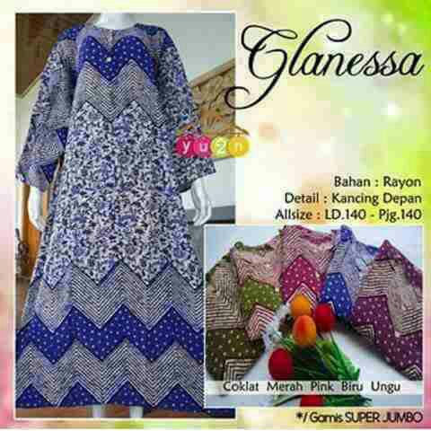 Longdres jumbo glanessa daster batik murah tidur piyama midi murah wanita shanika grosir batik solo