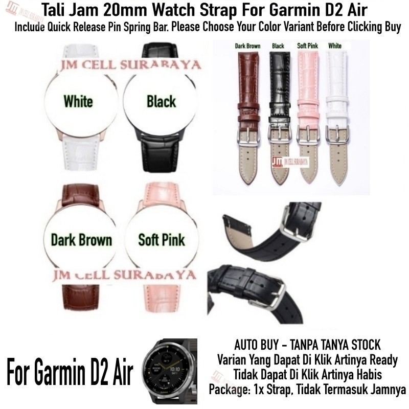 Tali Jam 20mm Watch Strap Garmin D2 Air - Crocodile Leather Kulit