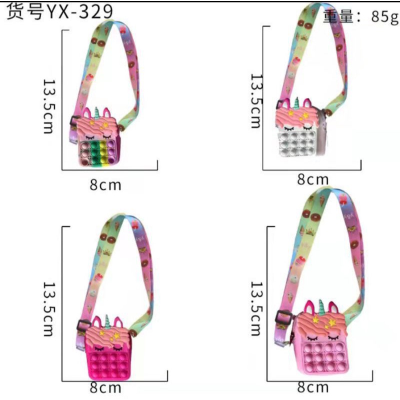 [ BISA COD ] Pop it bag kids pop it unicorn wallet cross bag Tas anak popit mini sling bag