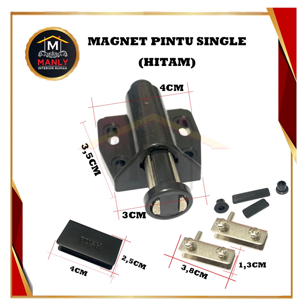 Magnet Pintu Kaca / Engsel Jepit Kaca / Singel &amp; Double Push Open, Isi 1 Set