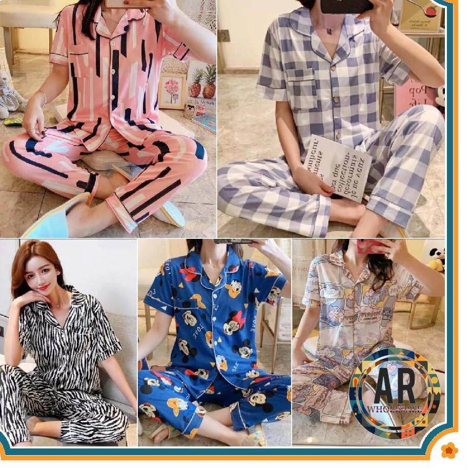 Baru Baju Tidur Piyama Set/Piyama Wanita Import/Baju Piyama Lengan Pendek/Short Sleep Wear A1-A10