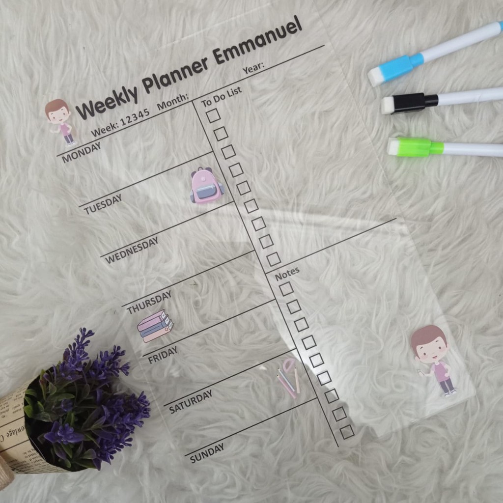 

Acrylic weekly planner | to do list custom