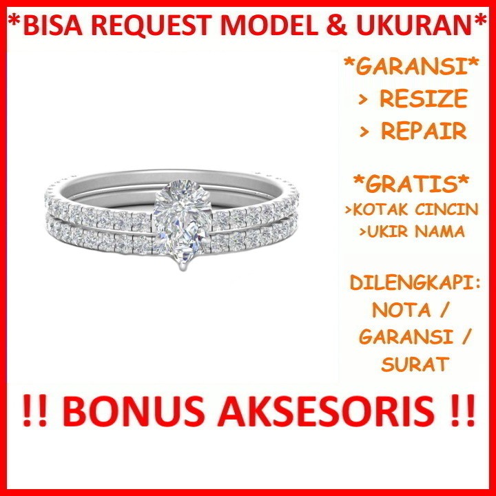 Gratis Ukir Nama Bisa Pesan Model Garansi Silver Asli Cincin Wanita Perak Kawin Nikah Tunangan Id448