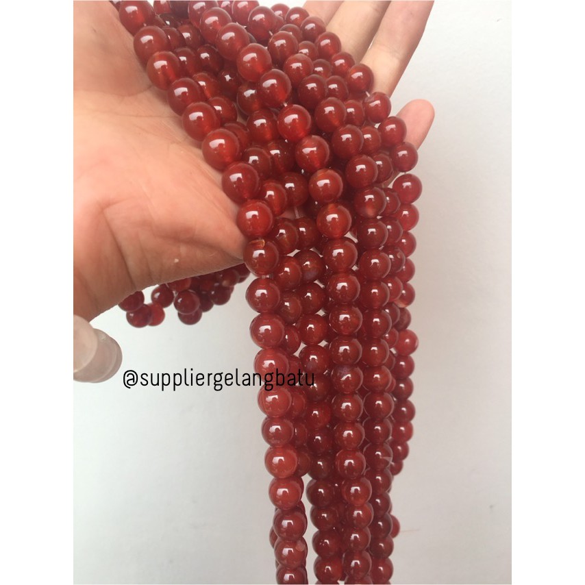 Red Agate manau merah red garnet natural glossy stone 10mm bahan gelang kalung