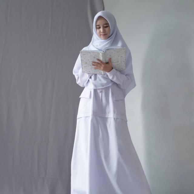 GAMIS PROFESI PUTIH-PUTIH PNS gamis syari baju muslimah panjang BY HIJAB ALILA