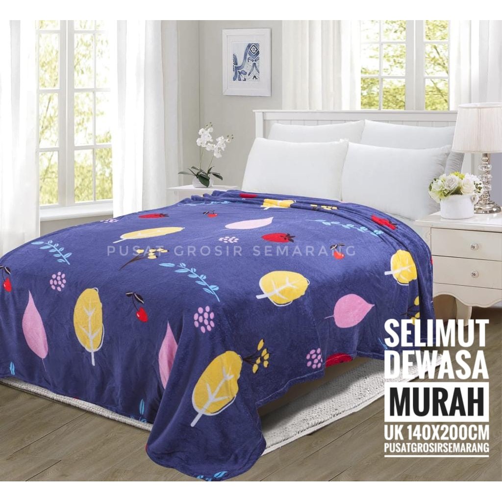 Selimut Dewasa Murah MORIA Abstrak Leaf Polkadot Flower Bvrbery Reindeer Could Moon Star Awan Rusa-Violet Leaf