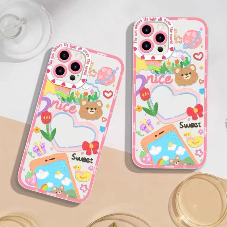 Soft Case Silikon Transparan Shockproof Motif Bunga Untuk iPhone 11 12 13 Pro MAX X XR XS MAX 12 Pro 6 6S 7 8 Plus