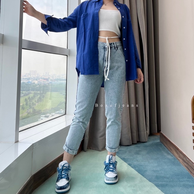 Boxofjeans - Cuffed Boyfriend Jeans - Snow white