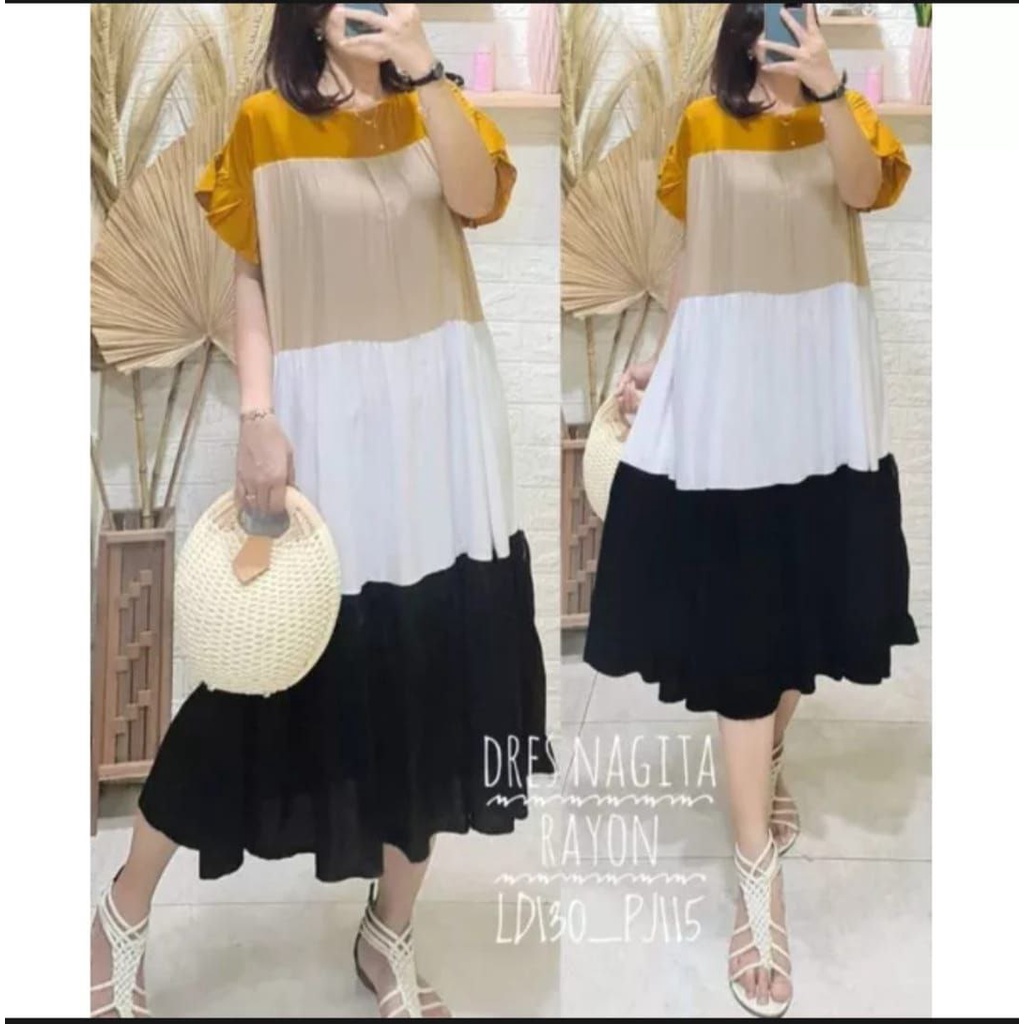 dress nagita bigsize bahan tebal dan adem ld 130