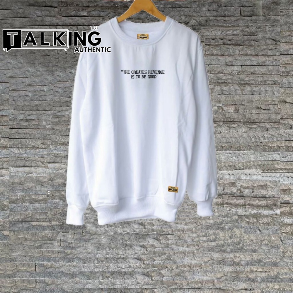 Suiter Pria Crewneck Distro Putih Oversize Talking