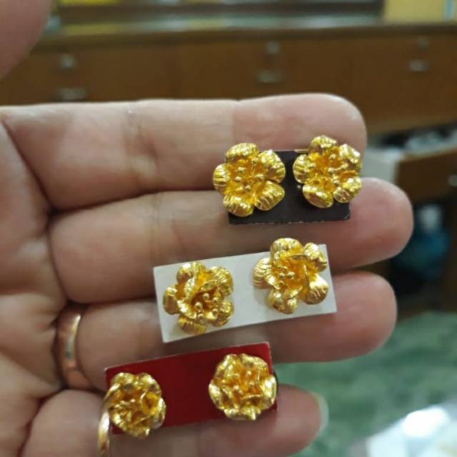 ANTING BUNGA 2 GRAM EMAS 24 KARAT KADAR 99,99%- EMAS MEDAN ASLI 24 KARAT - EMAS MEDAN WANITAITA