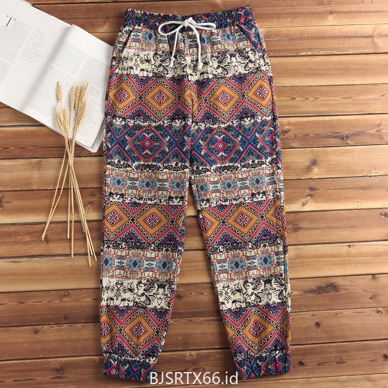 INCERUN Celana  Panjang Harem Boho Casual Motif  Print Bunga  